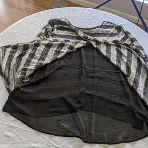 Long Sleeve Striped Pullover Shear Sweater 26/28